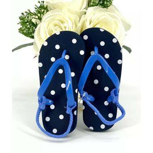 Toddler Girls’ Flip Flop Sandals Size Medium 7/8 Shoe Navy Polka Dot Cat & Jack